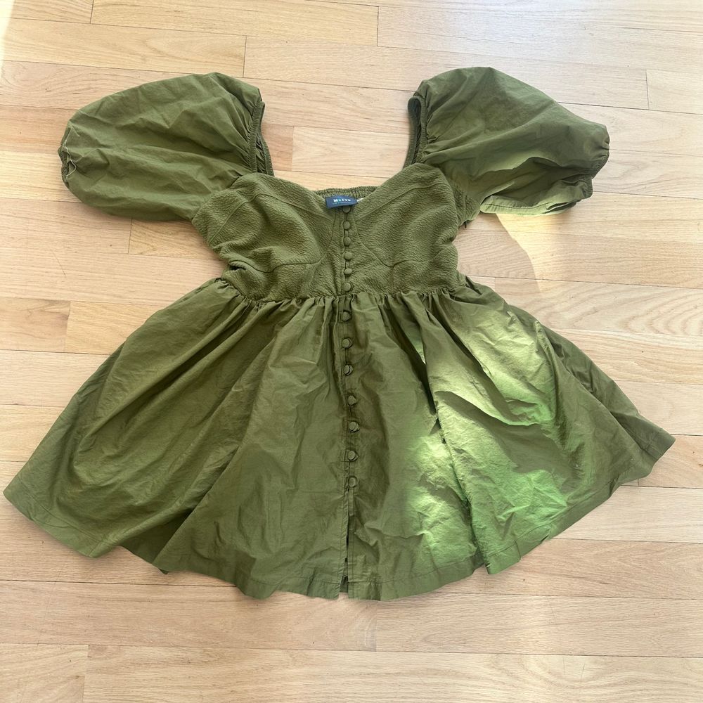 Maeve Olive Green Mini Dress - Picture 2 of 9